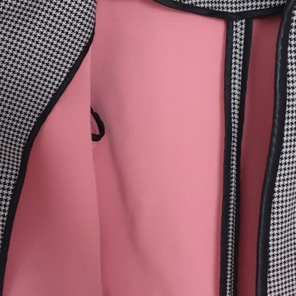 Express Faux Leather Trimmed Houndstooth Jacket - Picture 9 of 13